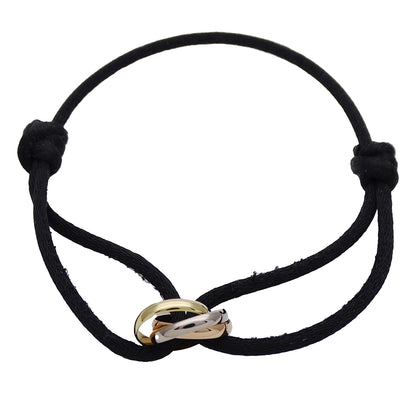 Cartier カルティエ トリニティ ブレスレット 750YG 750PG 750WG ブラックコード レディース 磨き済み【中古】