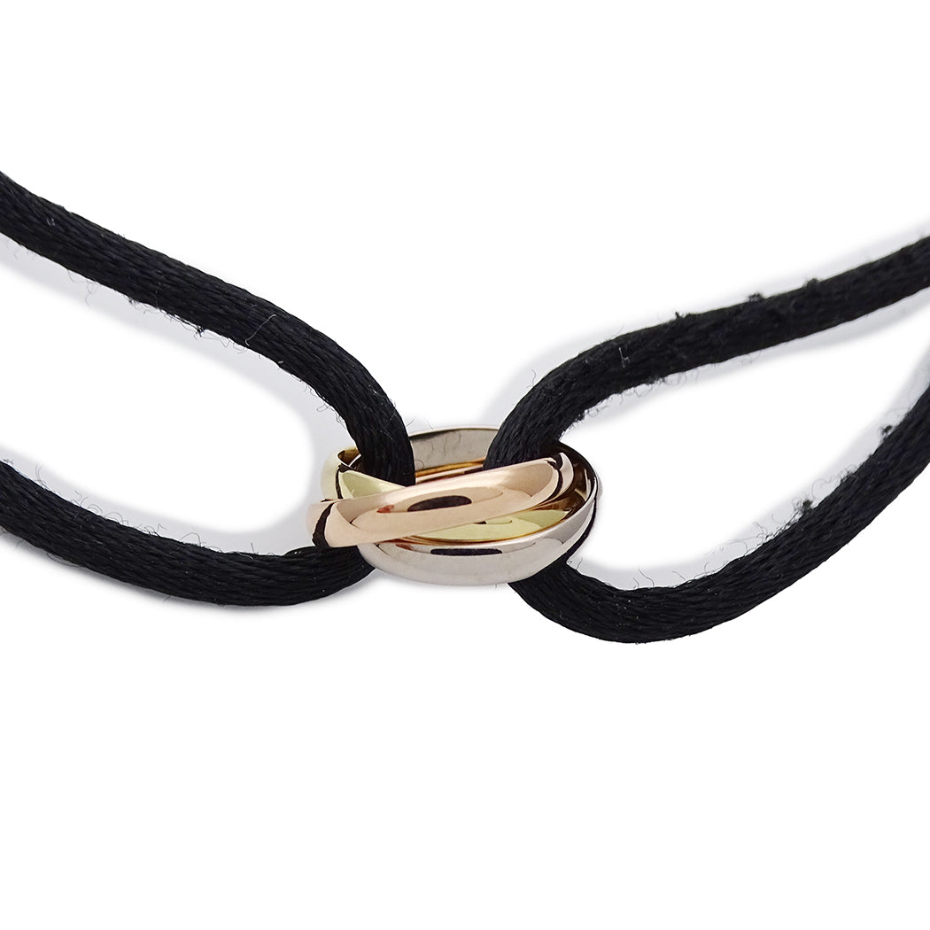 Cartier カルティエ トリニティ ブレスレット 750YG 750PG 750WG ブラックコード レディース 磨き済み【中古】