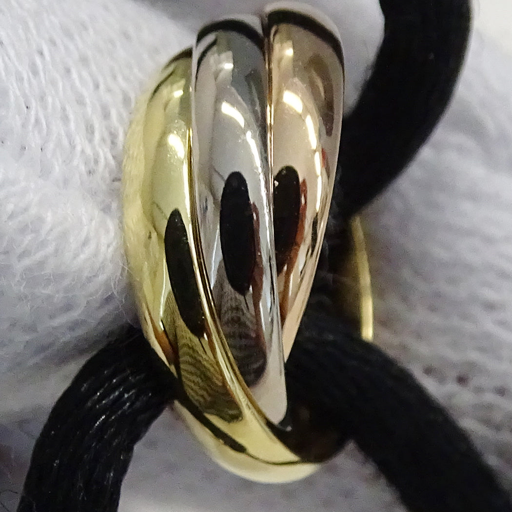 Cartier カルティエ トリニティ ブレスレット 750YG 750PG 750WG ブラックコード レディース 磨き済み【中古】