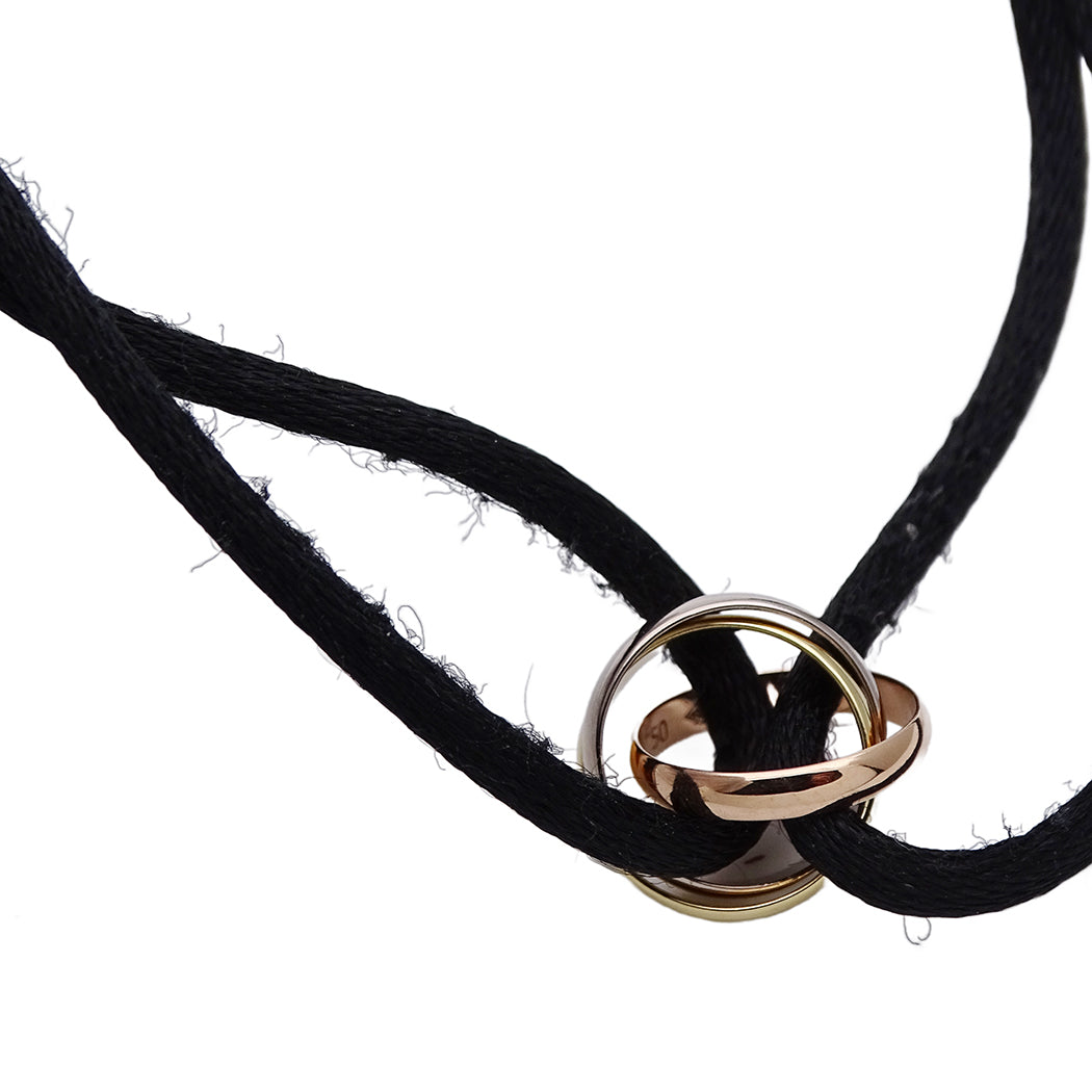 Cartier カルティエ トリニティ ブレスレット 750YG 750PG 750WG ブラックコード レディース 磨き済み【中古】
