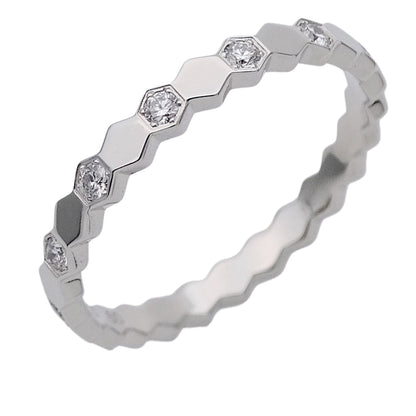 CHAUMET ショーメ ビードゥ リング 指輪 750WG ハーフダイヤモンド #50 約10号 レディース 磨き済み【中古】