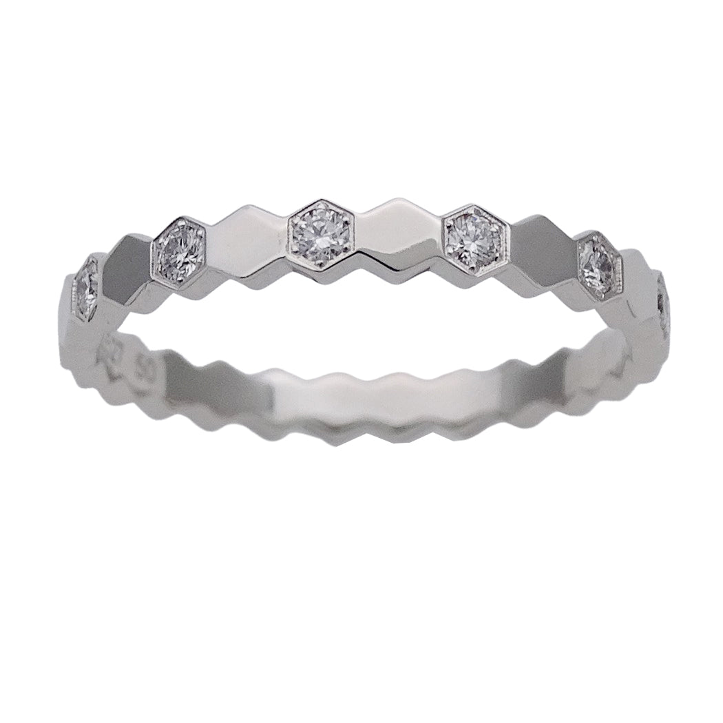 CHAUMET ショーメ ビードゥ リング 指輪 750WG ハーフダイヤモンド #50 約10号 レディース 磨き済み【中古】