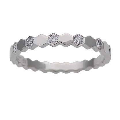 CHAUMET ショーメ ビードゥ リング 指輪 750WG ハーフダイヤモンド #50 約10号 レディース 磨き済み【中古】