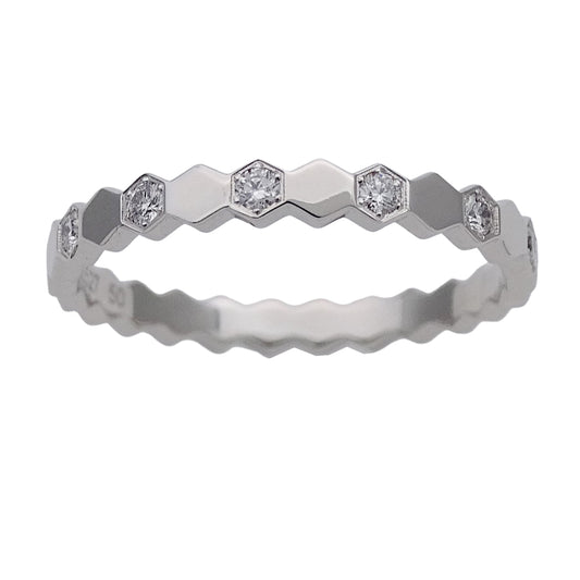 CHAUMET ショーメ ビードゥ リング 指輪 750WG ハーフダイヤモンド #50 約10号 レディース 磨き済み【中古】