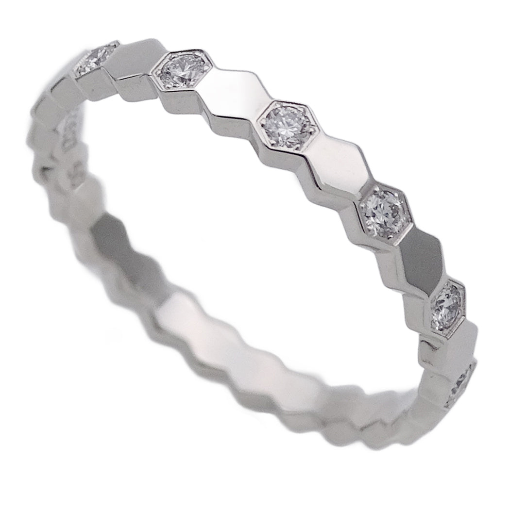 CHAUMET ショーメ ビードゥ リング 指輪 750WG ハーフダイヤモンド #50 約10号 レディース 磨き済み【中古】