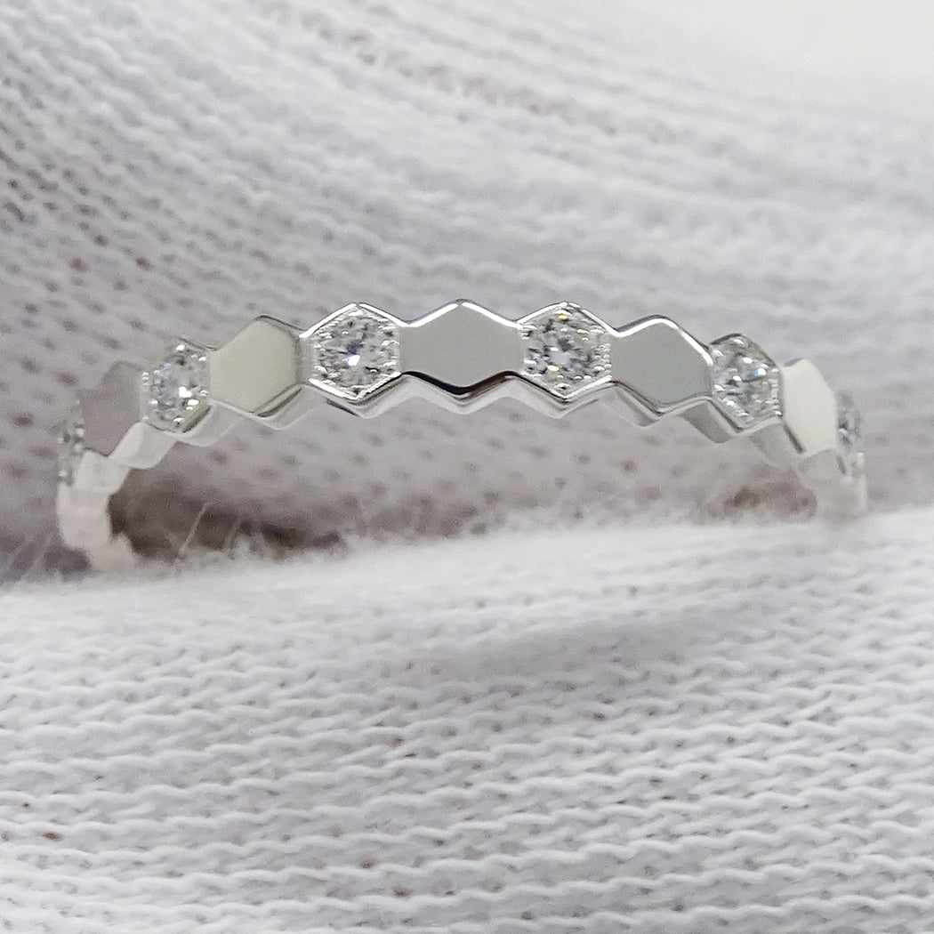 CHAUMET ショーメ ビードゥ リング 指輪 750WG ハーフダイヤモンド #50 約10号 レディース 磨き済み【中古】