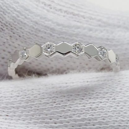 CHAUMET ショーメ ビードゥ リング 指輪 750WG ハーフダイヤモンド #50 約10号 レディース 磨き済み【中古】