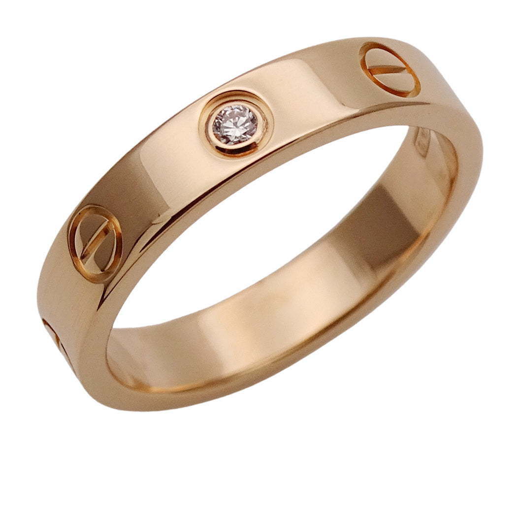 Cartier カルティエ ミニラブ LOVE リング 指輪 750PG 1Pダイヤモンド #51 約11号 レディース 磨き済み【中古】
