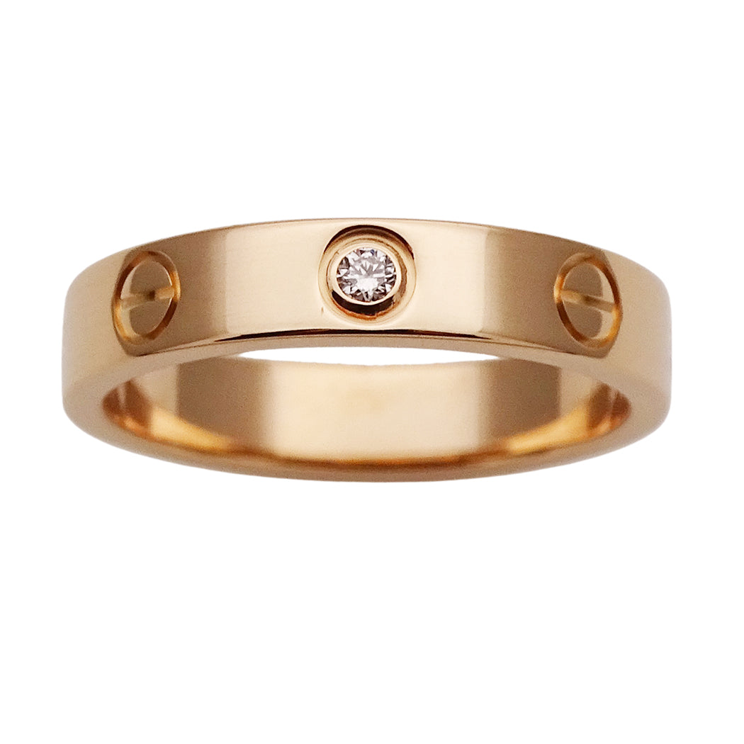 Cartier カルティエ ミニラブ LOVE リング 指輪 750PG 1Pダイヤモンド #51 約11号 レディース 磨き済み【中古】