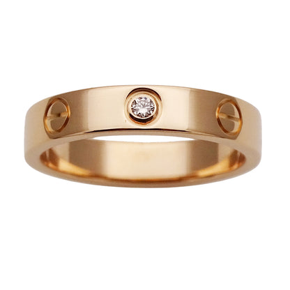 Cartier カルティエ ミニラブ LOVE リング 指輪 750PG 1Pダイヤモンド #51 約11号 レディース 磨き済み【中古】
