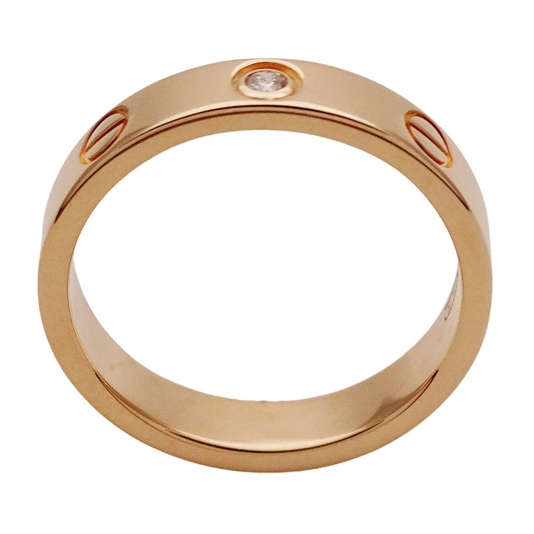 Cartier カルティエ ミニラブ LOVE リング 指輪 750PG 1Pダイヤモンド #51 約11号 レディース 磨き済み【中古】