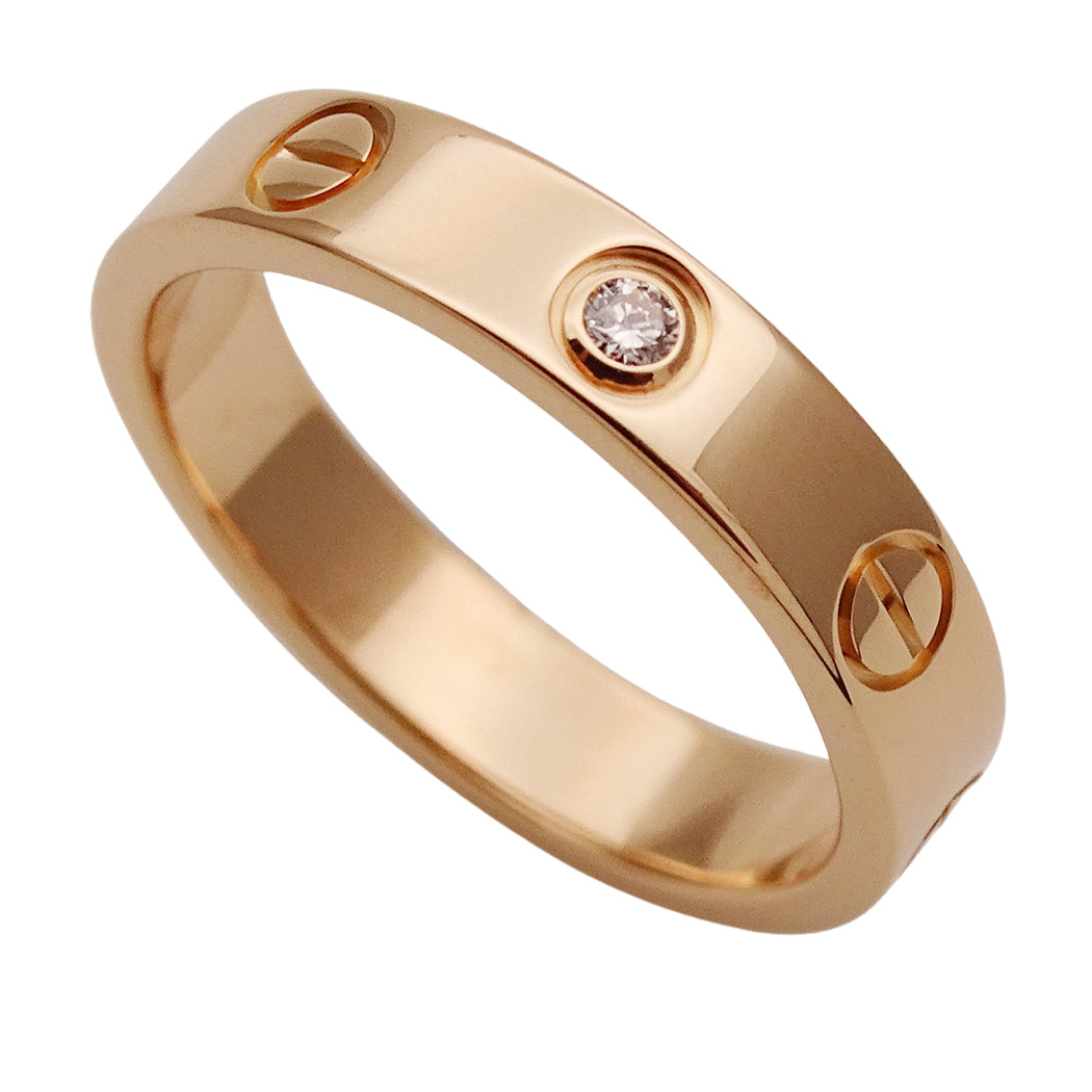 Cartier カルティエ ミニラブ LOVE リング 指輪 750PG 1Pダイヤモンド #51 約11号 レディース 磨き済み【中古】