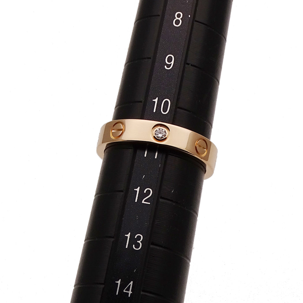 Cartier カルティエ ミニラブ LOVE リング 指輪 750PG 1Pダイヤモンド #51 約11号 レディース 磨き済み【中古】