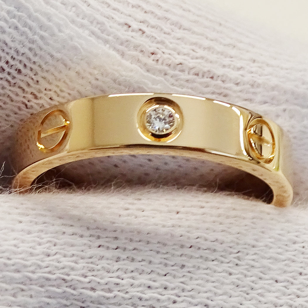 Cartier カルティエ ミニラブ LOVE リング 指輪 750PG 1Pダイヤモンド #51 約11号 レディース 磨き済み【中古】