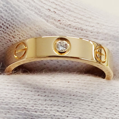 Cartier カルティエ ミニラブ LOVE リング 指輪 750PG 1Pダイヤモンド #51 約11号 レディース 磨き済み【中古】