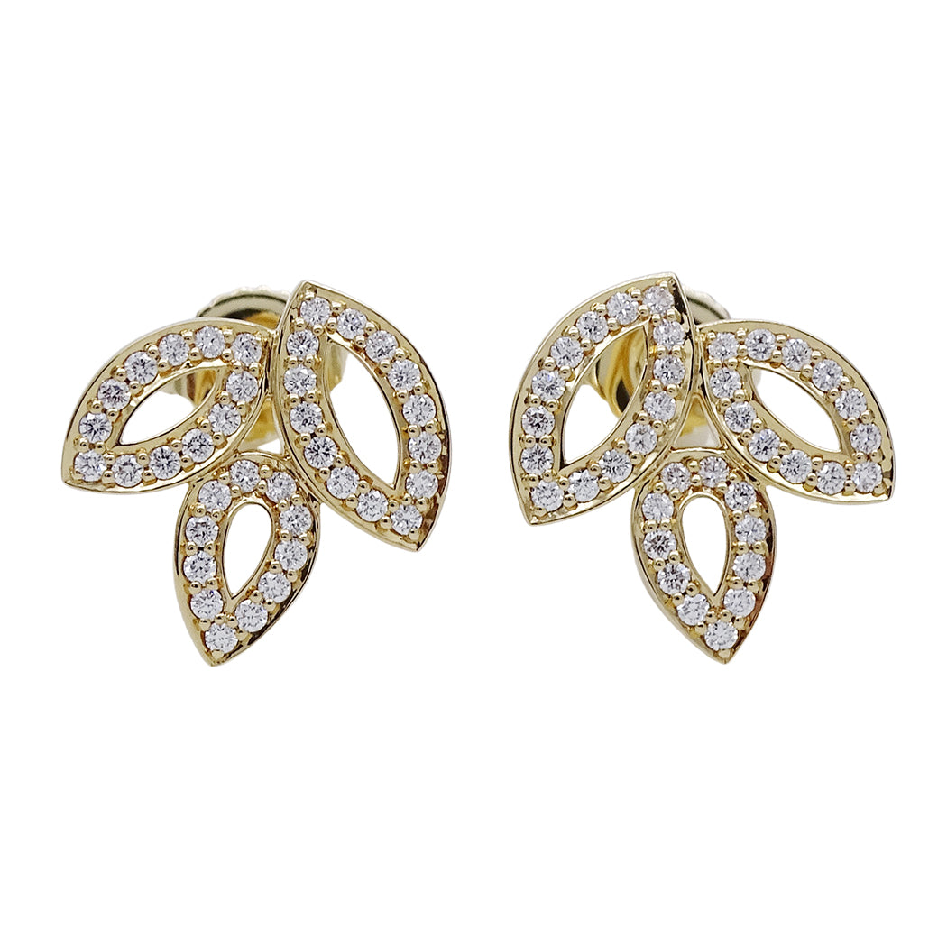HARRY WINSTON ハリー・ウィンストン リリークラスター ミニ ピアス 750YG ダイヤモンド レディース 磨き済み【中古】
