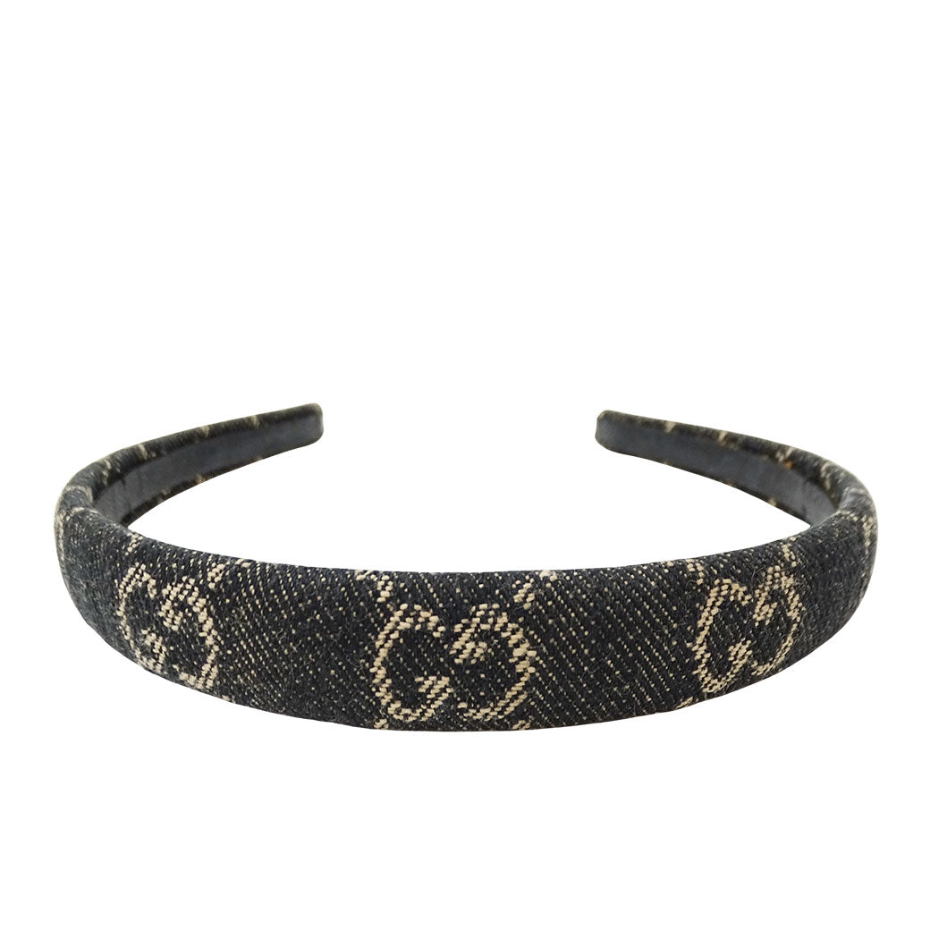 GUCCI グッチ カチューシャ GGデニム ブラック ベージュ レディース 652835 【中古】