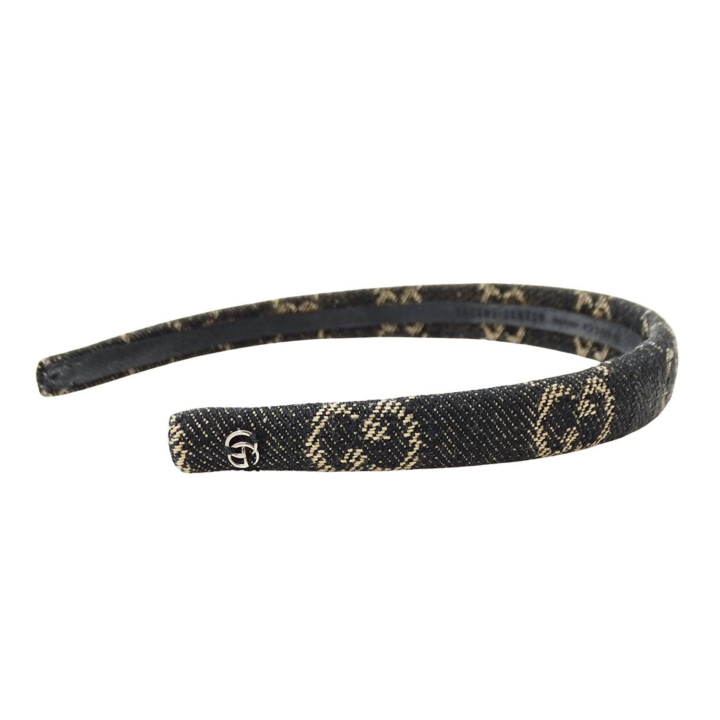 GUCCI グッチ カチューシャ GGデニム ブラック ベージュ レディース 652835 【中古】