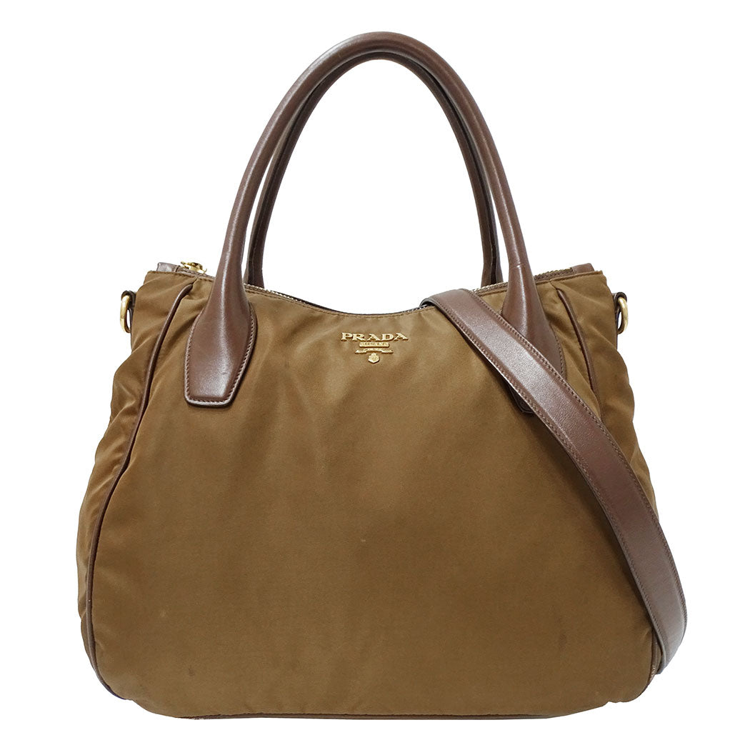 PRADA プラダ 2wayバッグ ブラウン ナイロン レディース 【中古】