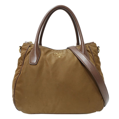 PRADA プラダ 2wayバッグ ブラウン ナイロン レディース 【中古】