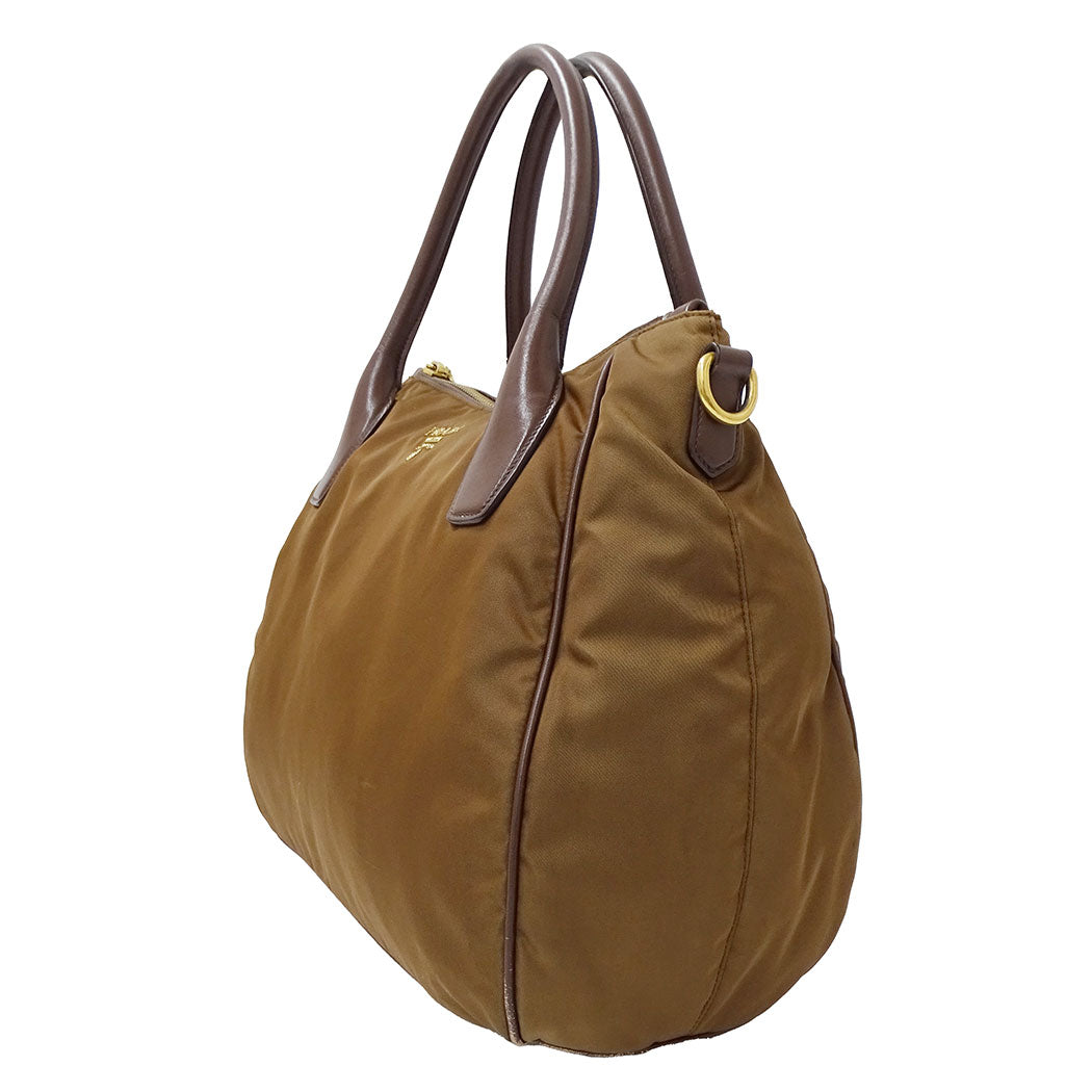 PRADA プラダ 2wayバッグ ブラウン ナイロン レディース 【中古】