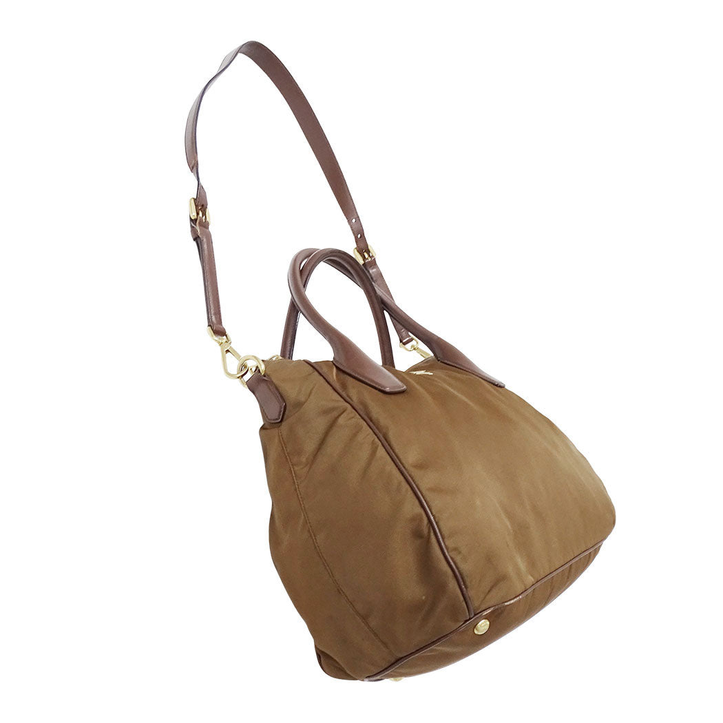 PRADA プラダ 2wayバッグ ブラウン ナイロン レディース 【中古】