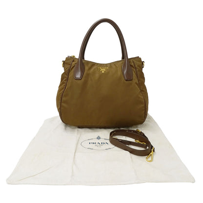 PRADA プラダ 2wayバッグ ブラウン ナイロン レディース 【中古】