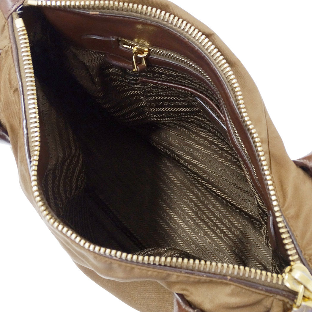 PRADA プラダ 2wayバッグ ブラウン ナイロン レディース 【中古】