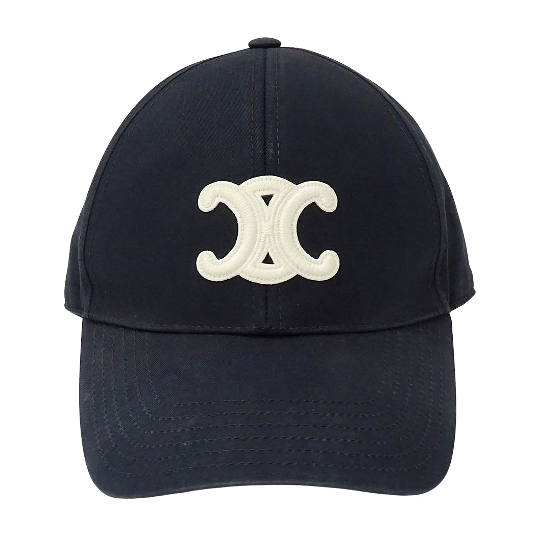CELINE セリーヌ キャップ ブラック コットン レディース 【中古】