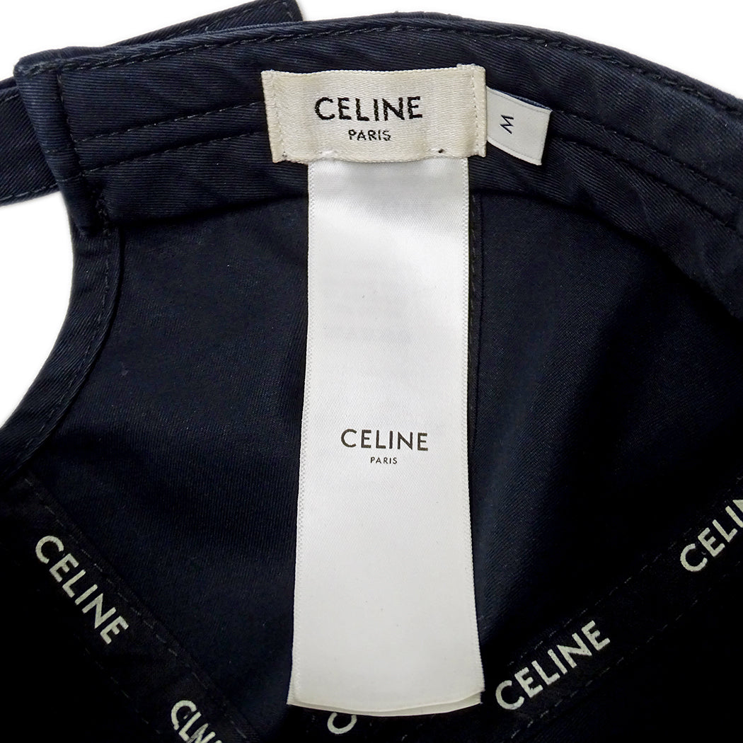 CELINE セリーヌ キャップ ブラック コットン レディース 【中古】