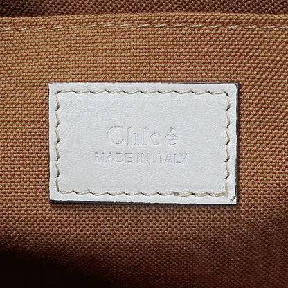 Chloe クロエ ウッディ ミディアム トートバッグ ベージュ カーキ キャンバス レディース 【中古】
