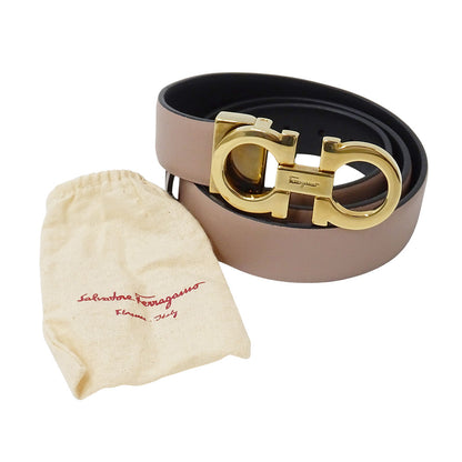 Ferragamo フェラガモ ベルト ダブルガンチーニ ピンクベージュ レザー レディース 【中古】