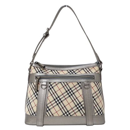 BURBERRY バーバリー ショルダーバッグ シルバー ベージュ キャンバス レディース 【中古】