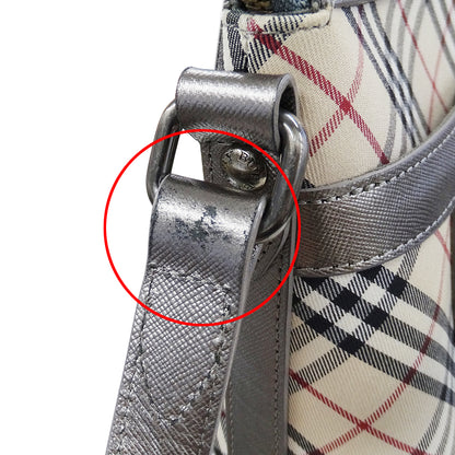 BURBERRY バーバリー ショルダーバッグ シルバー ベージュ キャンバス レディース 【中古】