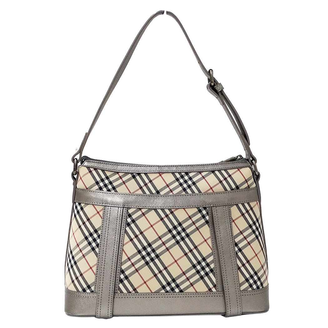 BURBERRY バーバリー ショルダーバッグ シルバー ベージュ キャンバス レディース 【中古】