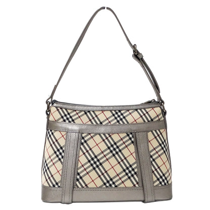 BURBERRY バーバリー ショルダーバッグ シルバー ベージュ キャンバス レディース 【中古】