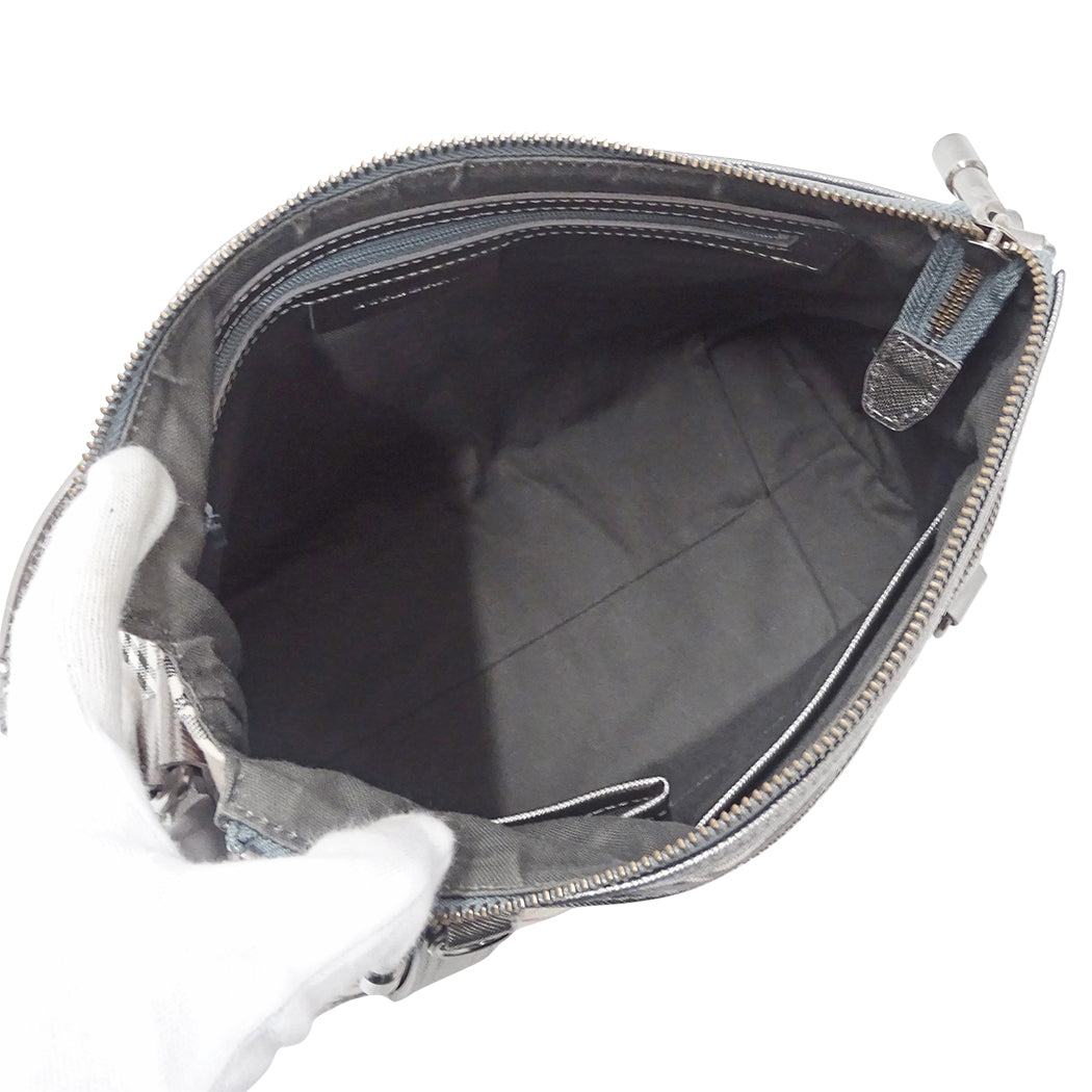 BURBERRY バーバリー ショルダーバッグ シルバー ベージュ キャンバス レディース 【中古】