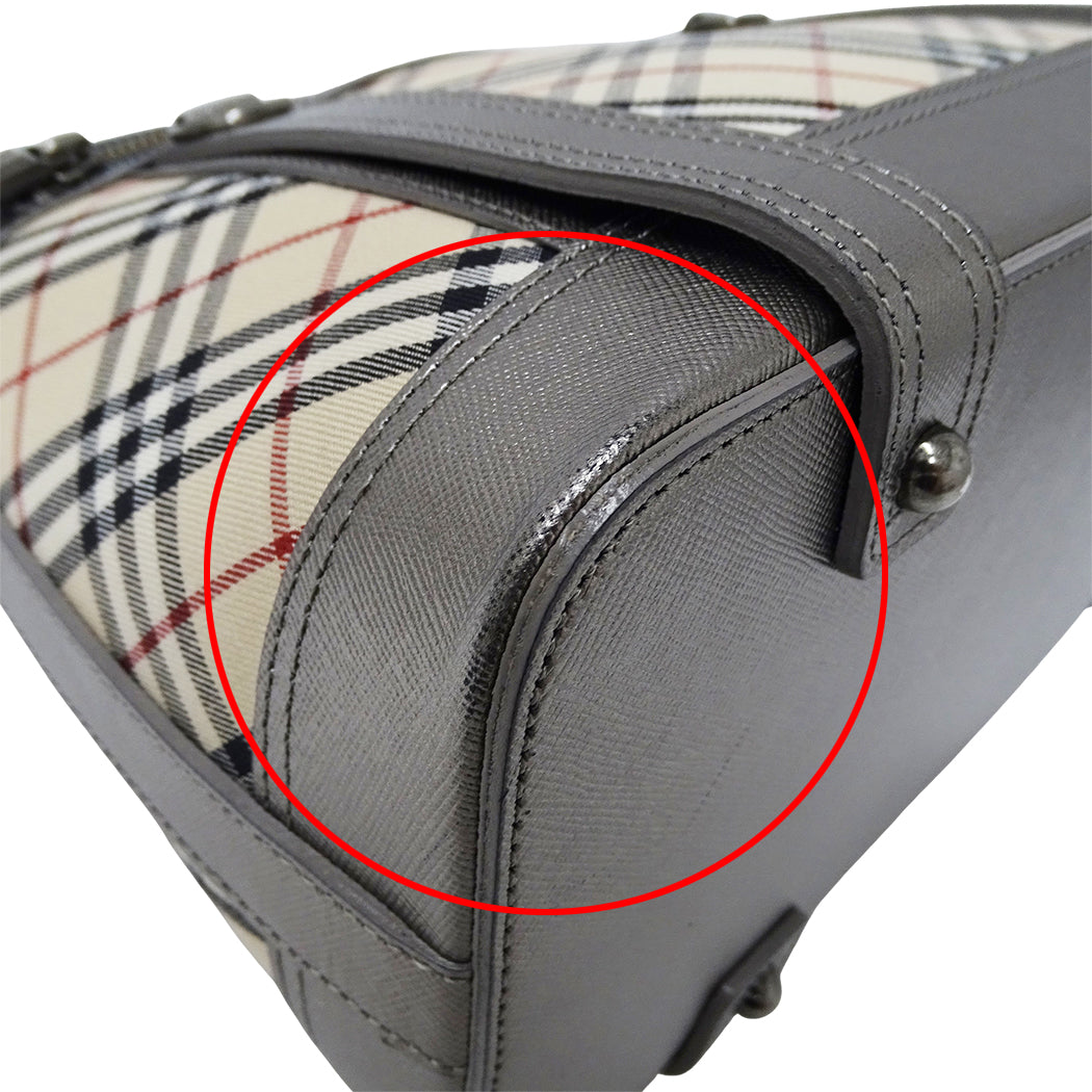 BURBERRY バーバリー ショルダーバッグ シルバー ベージュ キャンバス レディース 【中古】