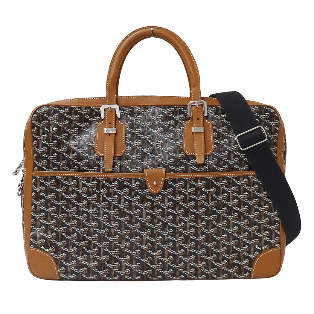GOYARD ゴヤール アンバサッド ビジネスバッグ ブラック タン コーティングキャンバス メンズ 【中古】