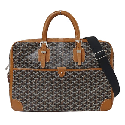 GOYARD ゴヤール アンバサッド ビジネスバッグ ブラック タン コーティングキャンバス メンズ 【中古】