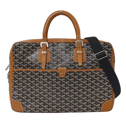 GOYARD ゴヤール アンバサッド ビジネスバッグ ブラック タン コーティングキャンバス メンズ 【中古】