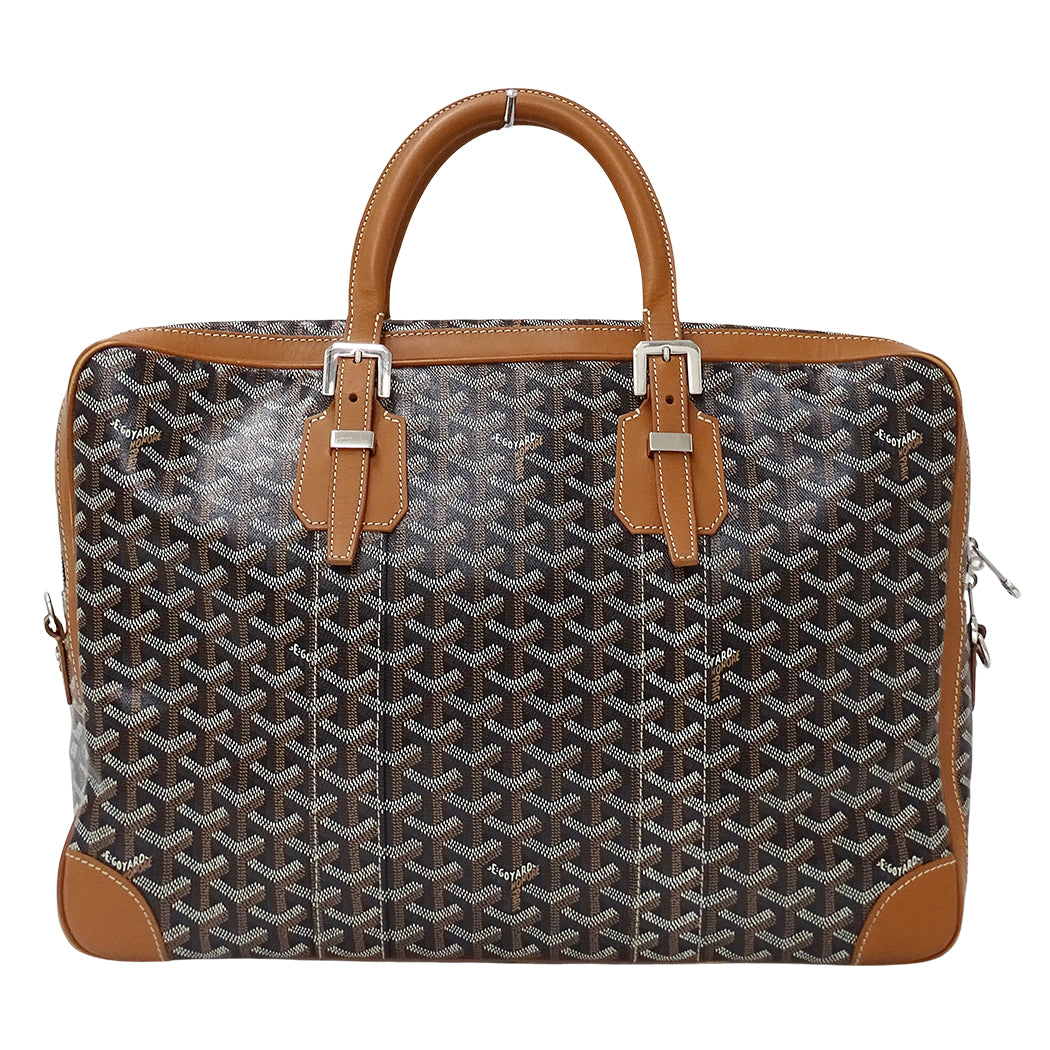 GOYARD ゴヤール アンバサッド ビジネスバッグ ブラック タン コーティングキャンバス メンズ 【中古】