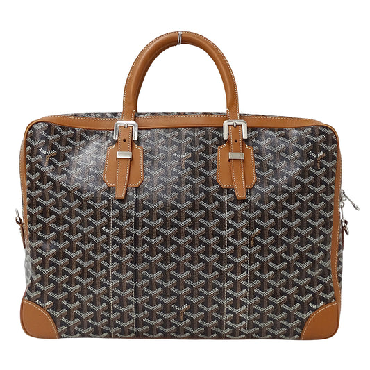 GOYARD ゴヤール アンバサッド ビジネスバッグ ブラック タン コーティングキャンバス メンズ 【中古】