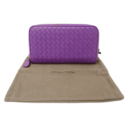 BOTTEGAVENETA ボッテガ・ヴェネタ 長財布 イントレチャート パープル レザー レディース 【中古】