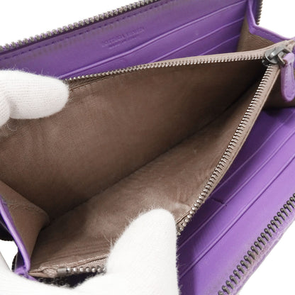 BOTTEGAVENETA ボッテガ・ヴェネタ 長財布 イントレチャート パープル レザー レディース 【中古】