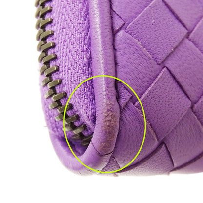BOTTEGAVENETA ボッテガ・ヴェネタ 長財布 イントレチャート パープル レザー レディース 【中古】