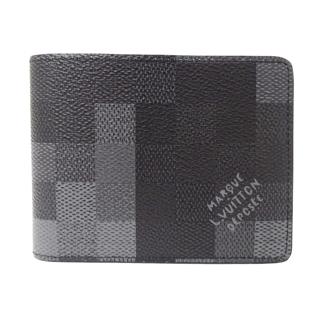 LOUIS VUITTON ルイ・ヴィトン ポルトフォイユ・スレンダー 二つ折り財布 ダモフラージュ ノワール ブラック M14927 メンズ 【中古】