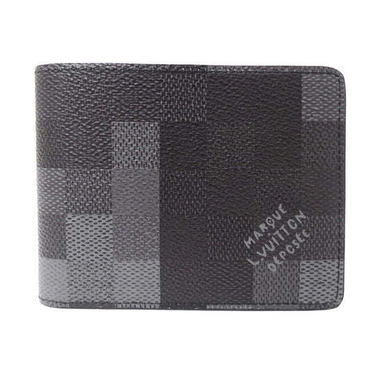 LOUIS VUITTON ルイ・ヴィトン ポルトフォイユ・スレンダー 二つ折り財布 ダモフラージュ ノワール ブラック M14927 メンズ 【中古】
