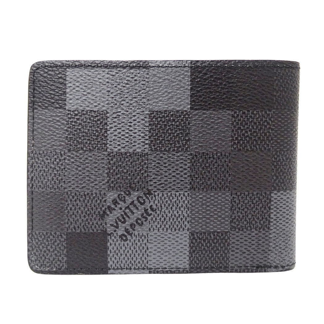 LOUIS VUITTON ルイ・ヴィトン ポルトフォイユ・スレンダー 二つ折り財布 ダモフラージュ ノワール ブラック M14927 メンズ 【中古】