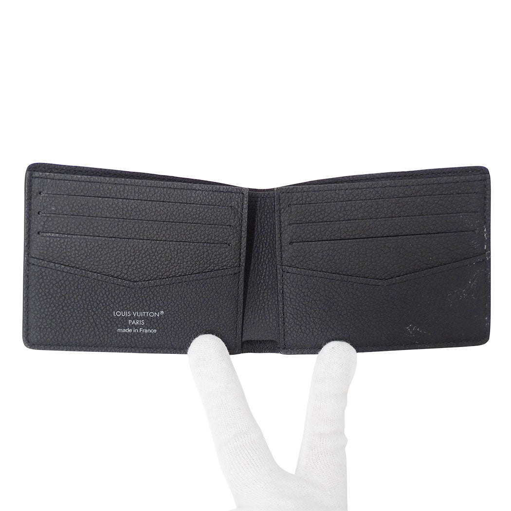 LOUIS VUITTON ルイ・ヴィトン ポルトフォイユ・スレンダー 二つ折り財布 ダモフラージュ ノワール ブラック M14927 メンズ 【中古】